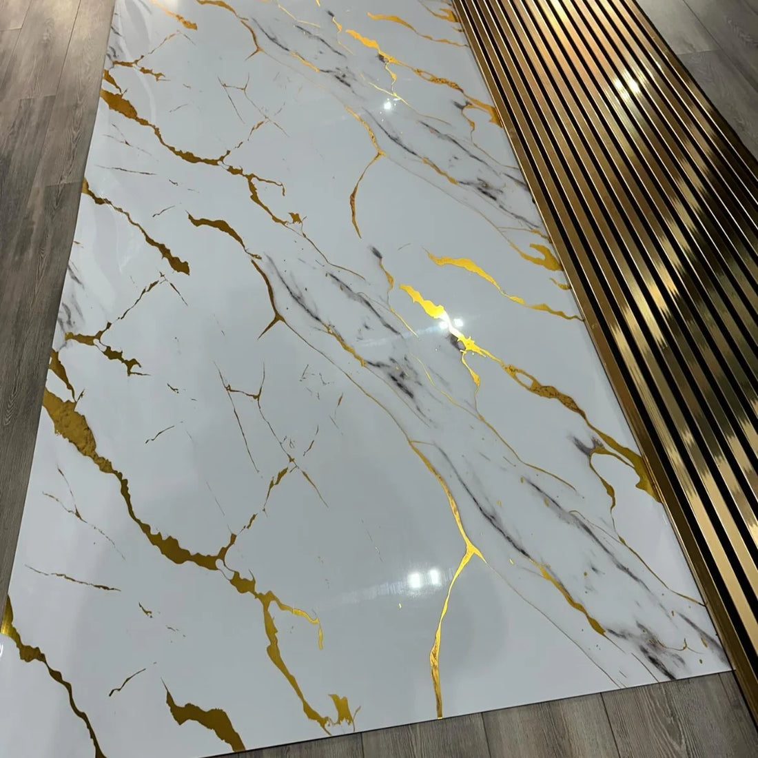 Marble Sheet Sticker | White, Grey & Gold | 60 x 200 cm