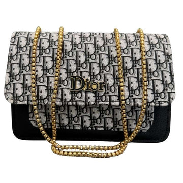 Dior Oblique Canvas & Black Leather Flap Clutch – Timeless Designer Statement Piece
