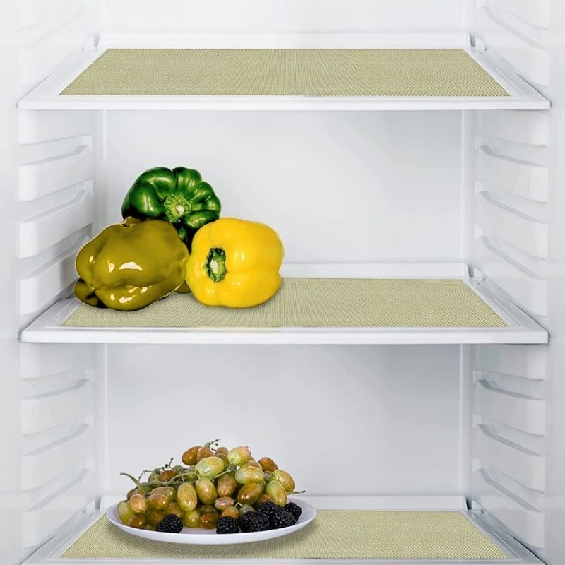 Anti-Slip Fridge & Shelf Mat | Waterproof & Washable Sheet for Kitchen, Drawer, Cabinet Use | Beige Color