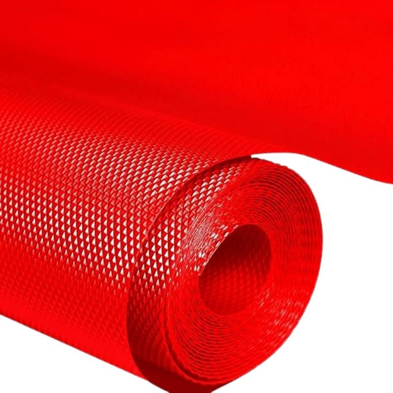 Anti-Slip Fridge & Shelf Mat | Waterproof & Washable Sheet for Kitchen, Drawer, Cabinet Use | Red